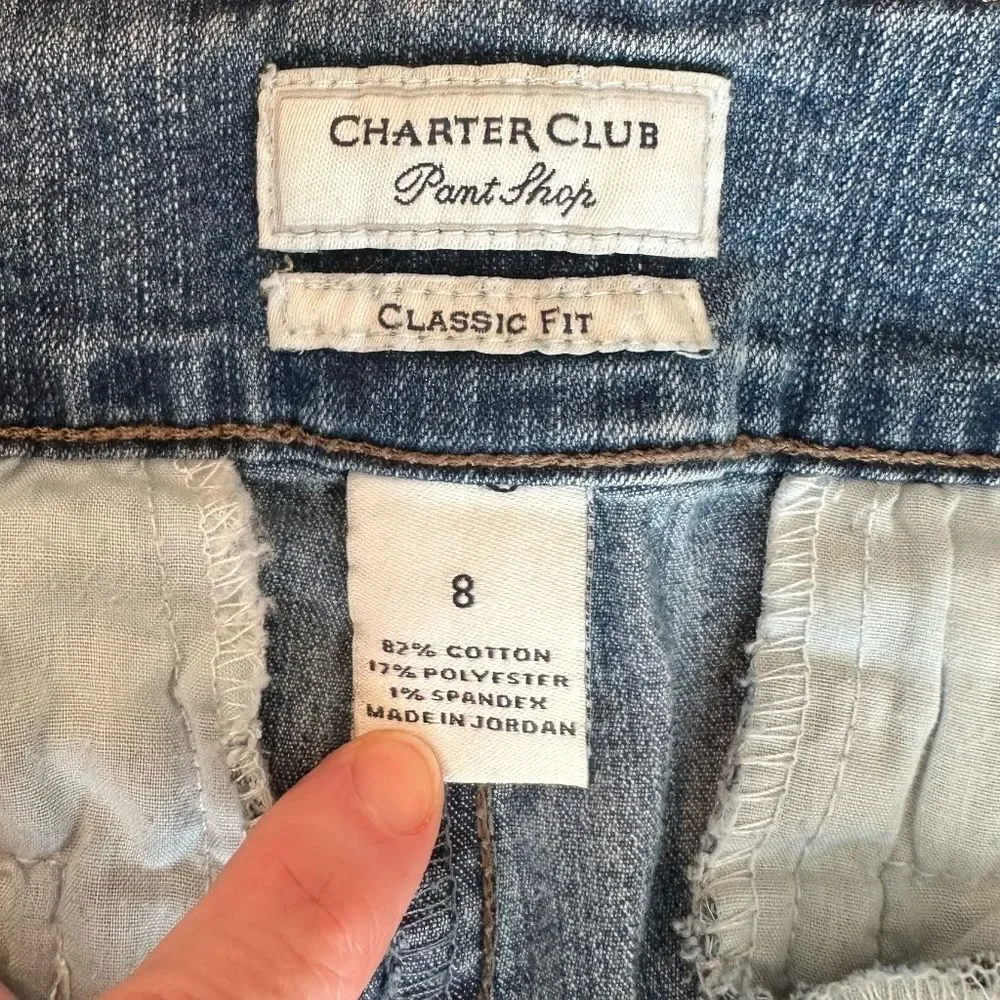 Charter Club Straight Leg Stretchy Crop - Ankle Jeans Blue Size 8